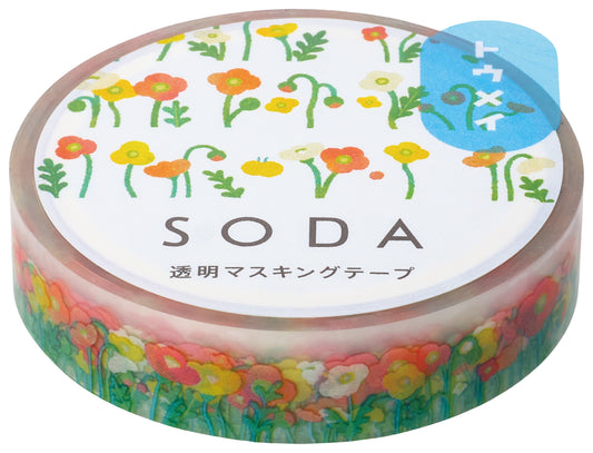 King Jim Hitotoki Soda Transparent Masking Tape - Poppy