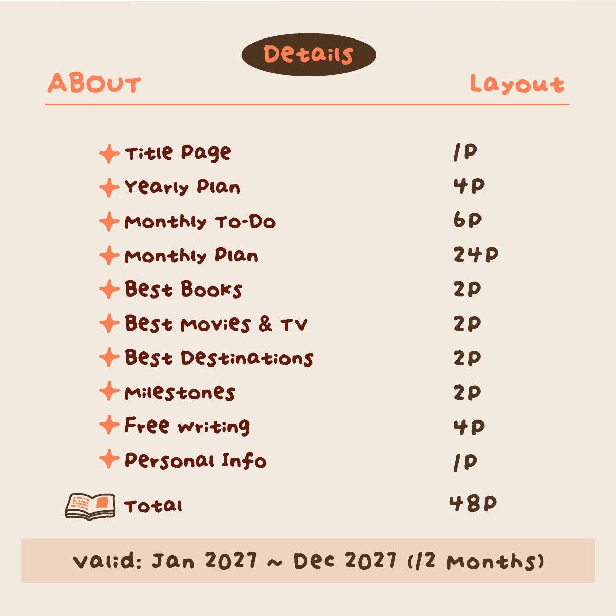 Rin! Studio The Little Things 2027 Monthly Planner Insert