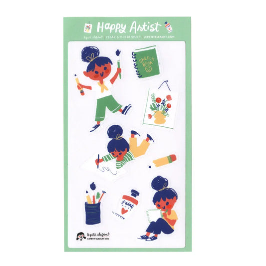 Le Petit Elefant Vinyl Sticker Sheet - Happy Artist