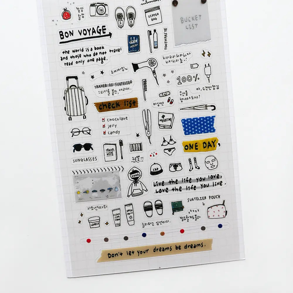 Suatelier Travel Note Sticker Sheet