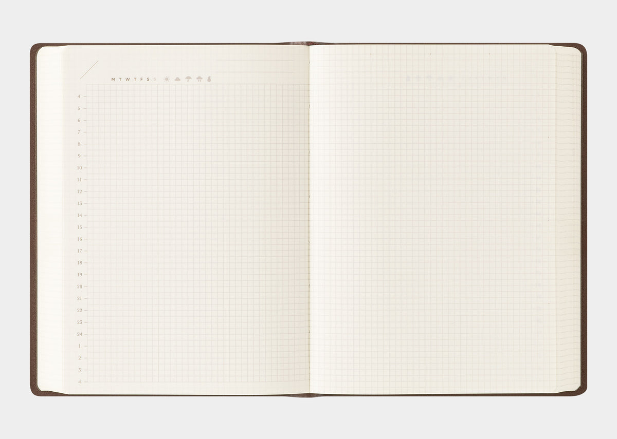 Midori A6 Hibino Free Diary - Brown