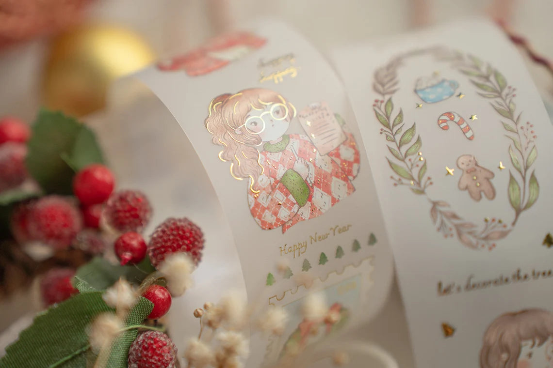 Sho Little Happiness PET Tape - Merry Merry with Gold Foiling