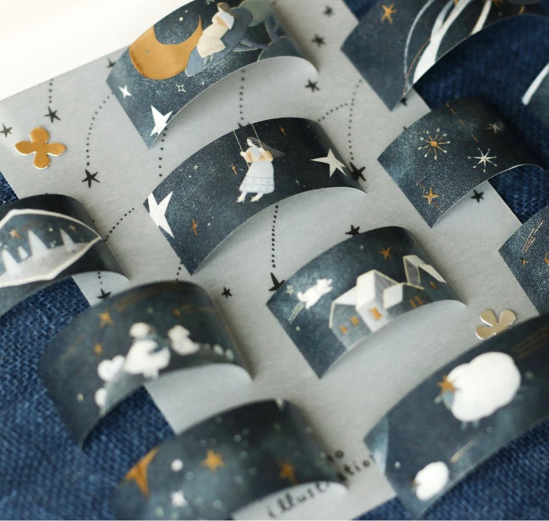 Teayou Washi Tape - Starry Night with Gold Foiling