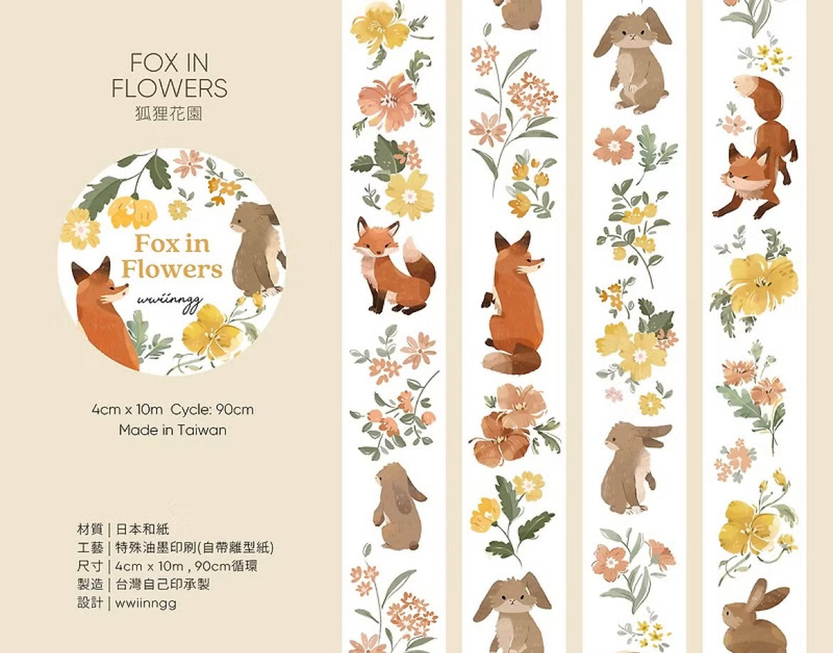 wwiinngg Washi Tape - Fox in Flowers