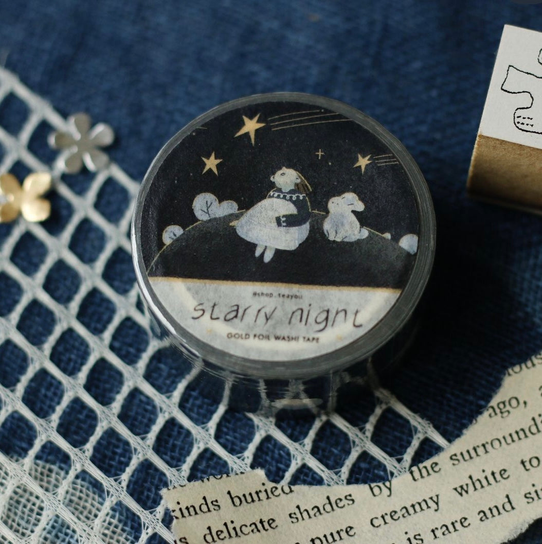 Teayou Washi Tape - Starry Night with Gold Foiling