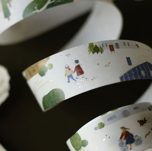 Teayou Washi Tape - My Village with Gold Foiling