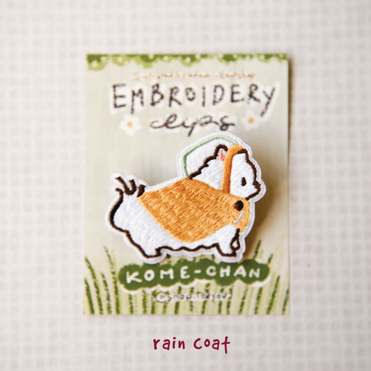 Teayou Kome-Chan Embroidery Clip - Raincoat