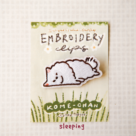Teayou Kome-Chan Embroidery Clip - Sleeping