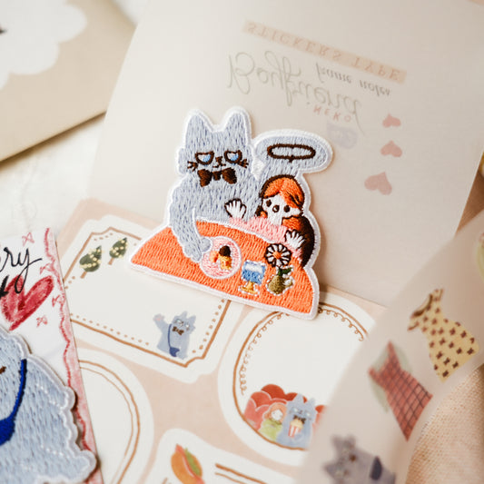 Teayou Neko Boyfriend Iron On Embroidery Patch - Restaraunt