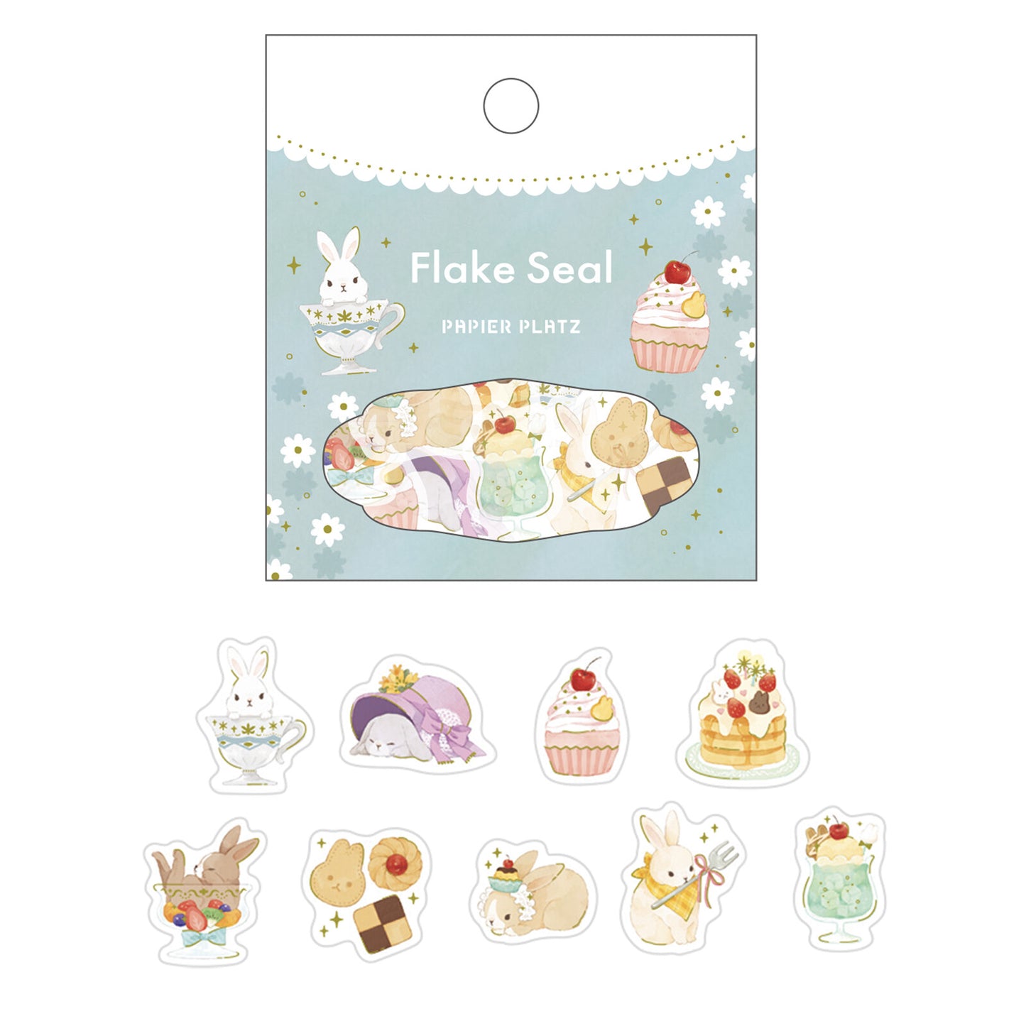 Papier Platz Nakauchi Waka Washi Sticker Flakes - Rabbits and Desserts