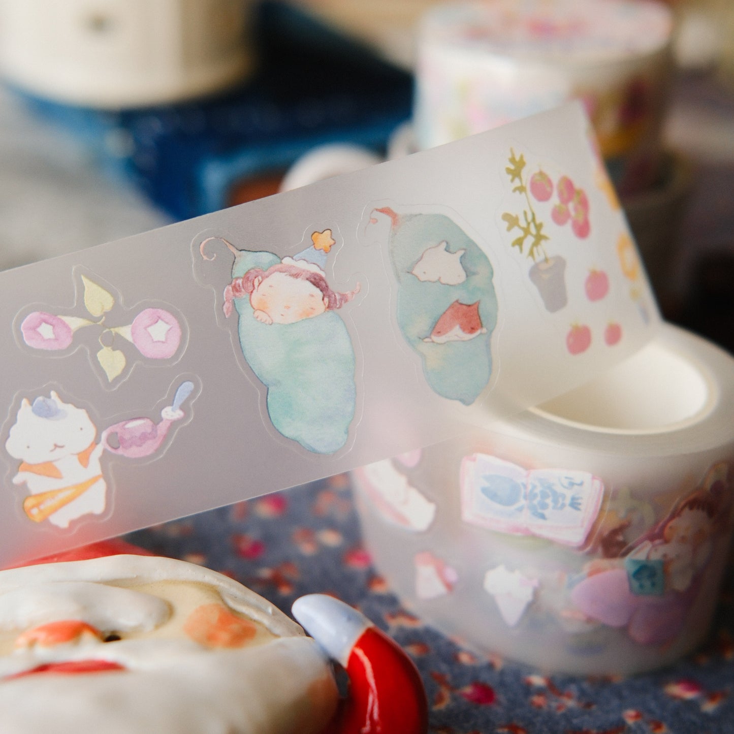 Teayou Kiss Cut PET Tape - Reading Sleeping