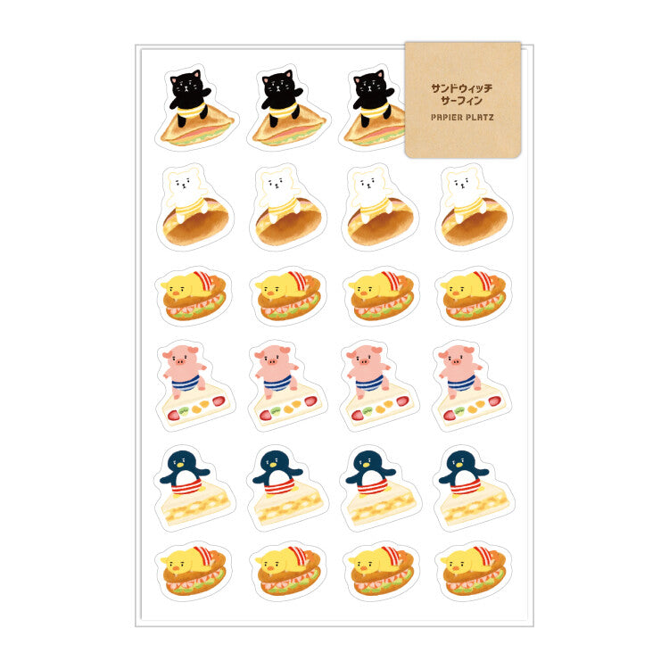 Papier Platz x AOYOSHI Planner Stickers - Animals Surfing on Food